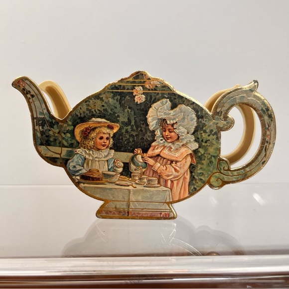 Vintage Miniature Tea Set by B. Shackman 1983 Gold Plastic Die cut Teapot Box - Picture 1 of 10